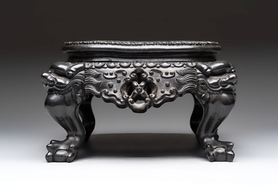 A Chinese carved hongmu stand, Canton 19th C.
