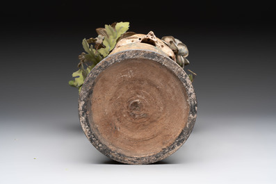 An Italian 'vanitas' or 'memento mori' skull mounted on wooden base, 19/20th C.