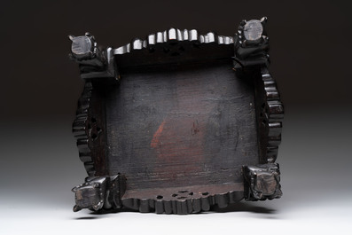 A Chinese carved hongmu stand, Canton 19th C.