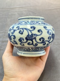 A Chinese blue and white jar with floral design, Ming