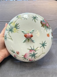 A Chinese famille rose 'playing boys' bowl and cover, Qianlong mark, Republic