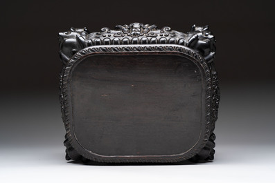 A Chinese carved hongmu stand, Canton 19th C.