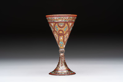 An enamelled glass Orientalistic-style goblet, in the style of Jacques Philippe Imberton, possibly France, 19th C.