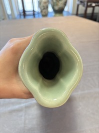 A fine Chinese polychrome celadon-ground 'carp' vase, Qianlong mark and of the period