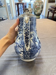 A Japanese Arita blue and white jug and a silver-mounted tankard, Edo, 17/18th C.