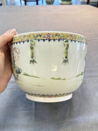 A Chinese famille rose 'playing boys' bowl and cover, Qianlong mark, Republic