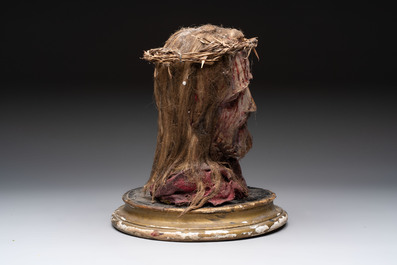 A polychrome devotional wax bust of Christ, Italy, 19th C.