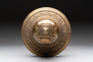 A Burmese reliquary bronze stupa, 19th C.