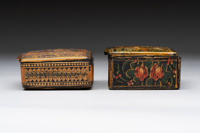Two lacquered rectangular snuff boxes, Qajar and Ottoman Empire, 19th C.