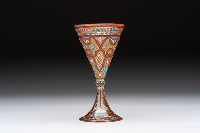 An enamelled glass Orientalistic-style goblet, in the style of Jacques Philippe Imberton, possibly France, 19th C.