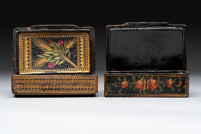 Two lacquered rectangular snuff boxes, Qajar and Ottoman Empire, 19th C.