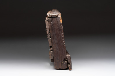 A carved wooden religious shrine depicting the martyrdom of Saint Erasmus of Formia, Germany, 17/18th C.