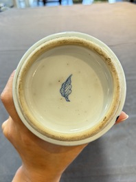 A Chinese blue and white 'Long Eliza and playing boys' 'gu' vase, Kangxi