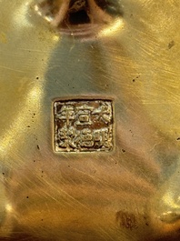 Two Chinese bronze censers, Xuande marks, 19th C.