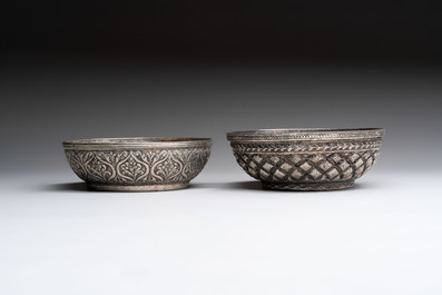 Two Ottoman silver repouss&eacute; hammam bowls, Turkey, 19th C.