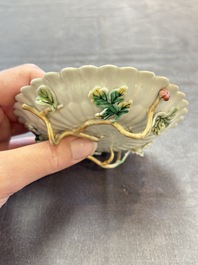 Two Chinese gilt-decorated famille rose cups and saucers with floral design, Qianlong