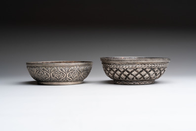 Two Ottoman silver repouss&eacute; hammam bowls, Turkey, 19th C.