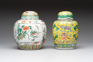 Four Chinese famille rose and verte wares, Zhang Yi Tai Hui 張義泰繪 mark, 19th C.