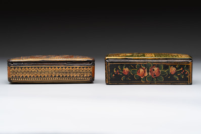 Two lacquered rectangular snuff boxes, Qajar and Ottoman Empire, 19th C.