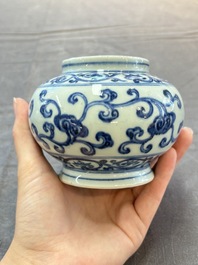 A Chinese blue and white jar with floral design, Ming