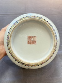 A Chinese famille rose 'playing boys' bowl and cover, Qianlong mark, Republic