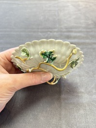 Two Chinese gilt-decorated famille rose cups and saucers with floral design, Qianlong