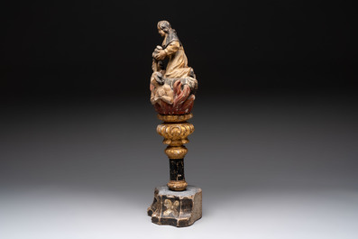 A polychrome wooden processional sculpture depicting purgatory, Germany, 17/18th C.