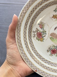 A fine Chinese famille rose eggshell porcelain 'quails' plate, Yongzheng