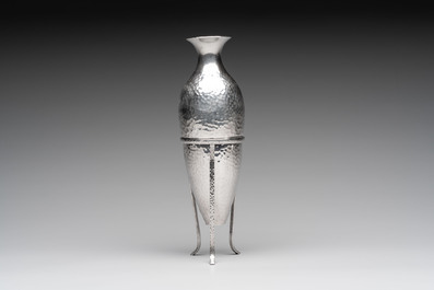 A silver amphora on stand and a Lalaounis silver vase, 925/000, Greece, 20th C.