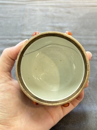 A Chinese blue and white and a famille rose 'kamcheng' bowl and cover for the Straits or Peranakan market, 19th C.