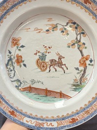 A pair of Chinese famille verte 'deer' dishes, Yongzheng
