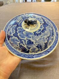 A Chinese blue and white and a famille rose 'kamcheng' bowl and cover for the Straits or Peranakan market, 19th C.