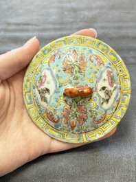 A Chinese blue and white and a famille rose 'kamcheng' bowl and cover for the Straits or Peranakan market, 19th C.