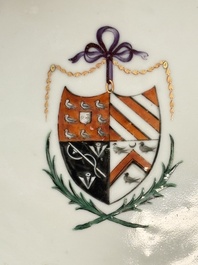 A Chinese armorial plate with the arms of Chadwick quartering Malvesyn, Carden and Bagot, Qianlong, dated 24 Jan. 1791