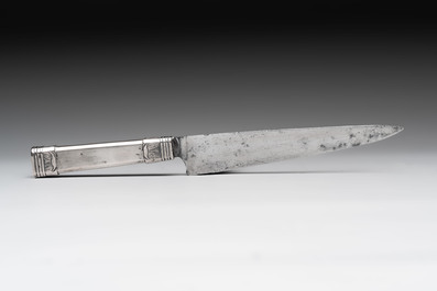 Two Argentinian silver gaucho knives with finely engraved design, 19th C.