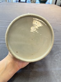 A large Chinese grisaille and gilt-decorated 'The Seamstress' chocolate pot, Qianlong