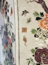 A rare Chinese famille verte hexagonal jardini&egrave;re with birds among flowering branches, double Fu mark, Kangxi