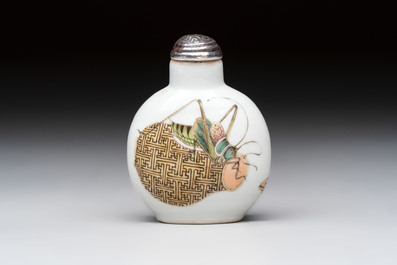 A Chinese famille rose 'cricket' snuff bottle, Daoguang mark and of the period