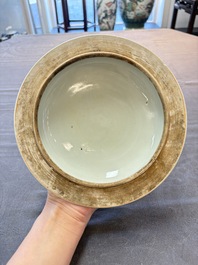 A Chinese blue and white and a famille rose 'kamcheng' bowl and cover for the Straits or Peranakan market, 19th C.