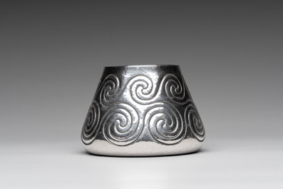 A silver amphora on stand and a Lalaounis silver vase, 925/000, Greece, 20th C.