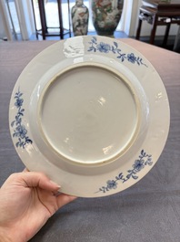 Six Chinese blue and white plates with floral design, Qianlong