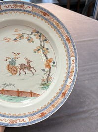 A pair of Chinese famille verte 'deer' dishes, Yongzheng