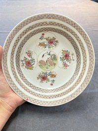 A fine Chinese famille rose eggshell porcelain 'quails' plate, Yongzheng