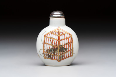 A Chinese famille rose 'cricket' snuff bottle, Daoguang mark and of the period