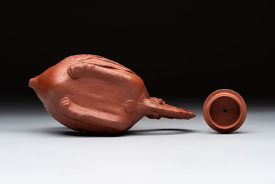 A Chinese Yixing stoneware 'phoenix' teapot, Kangxi