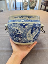 A Chinese blue and white and a famille rose 'kamcheng' bowl and cover for the Straits or Peranakan market, 19th C.