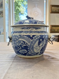 A Chinese blue and white and a famille rose 'kamcheng' bowl and cover for the Straits or Peranakan market, 19th C.