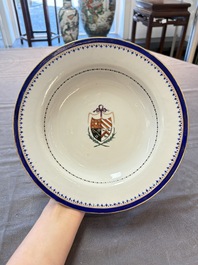 A Chinese armorial plate with the arms of Chadwick quartering Malvesyn, Carden and Bagot, Qianlong, dated 24 Jan. 1791