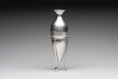 A silver amphora on stand and a Lalaounis silver vase, 925/000, Greece, 20th C.
