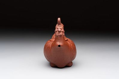 A Chinese Yixing stoneware 'phoenix' teapot, Kangxi